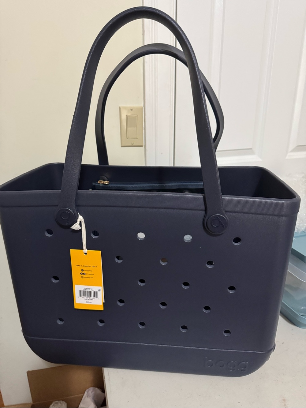 Bogg large Bag Navy Tote with Zipper Pouch -